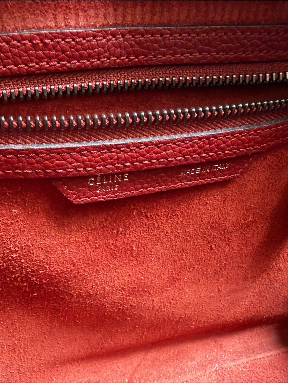 Authentic Celine Nano Luggage Tote in Burgundy Drummed Calfskin - Picture 5 of 9